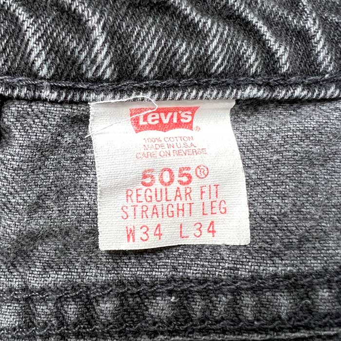 90s Levis505 リーバイス505後染めブラックデニム USA製 W34 90's Levi's 505 PIECE-DYEING BLACK JEANS MADE IN USA W38L32