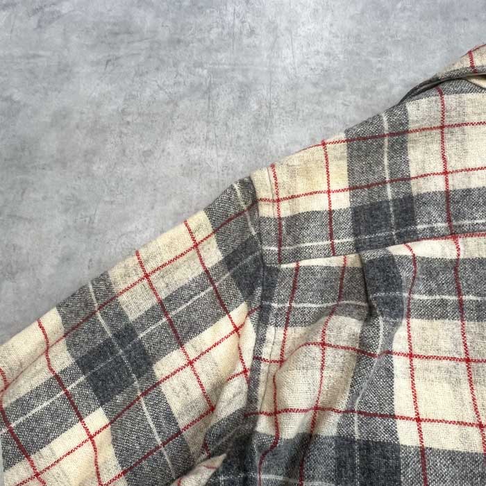 50's PENNEY'S TOWN CRAFT Open Collar Box Wool Shirts Size S 50年代