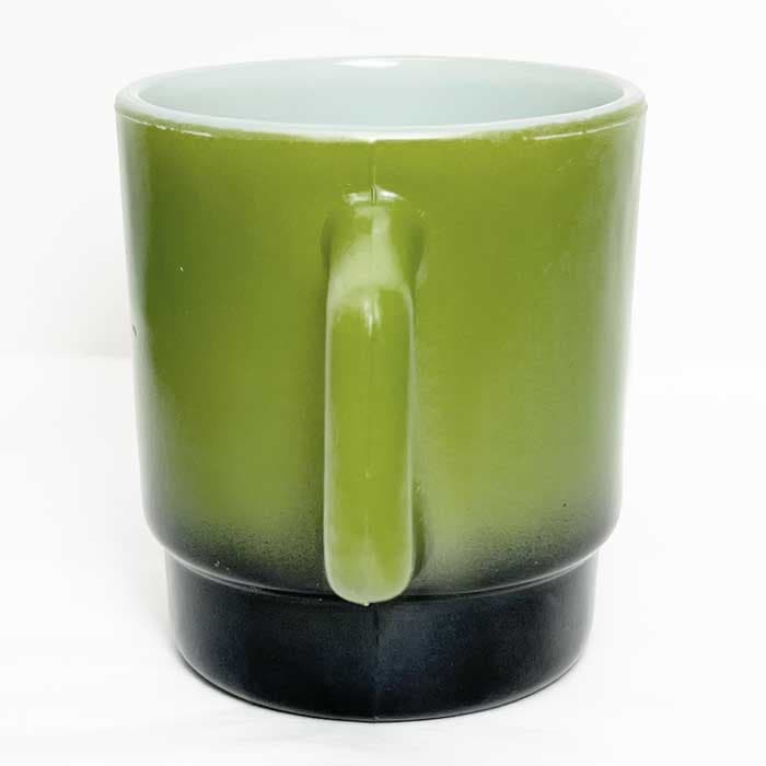 Vintage Anchor Hocking Fire King Stacking Mug GREEN/BLACK Made in
