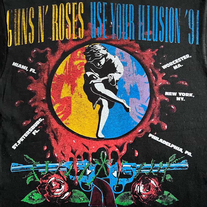 GUN S ROSES ガンズ1991年ツアーTシャツ 90's GUNS'N ROSES Use Your Illusion 91 Tour T-Shirts BLACK/M