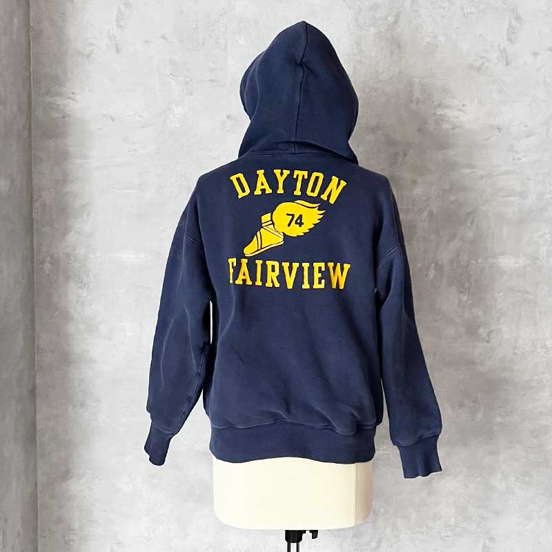 50-60'S Double Face Wing Foot Back-Print Hooded Sweat Shirt NAVY
