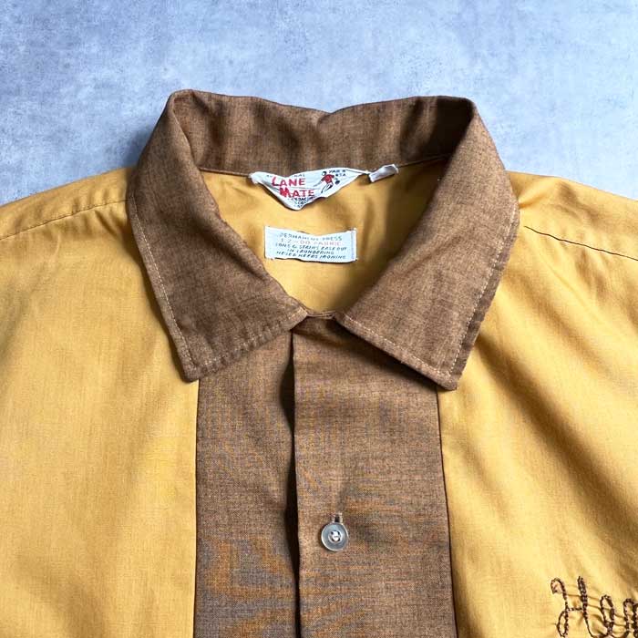 VINTAGE 60'S LANE MATE BOWLING SHIRTS MUSTARD/L Made in USA