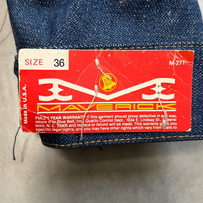 70'S MAVERICK 3JO3MJ Denim Jacket Dead Stock Made in USA SIZE/36