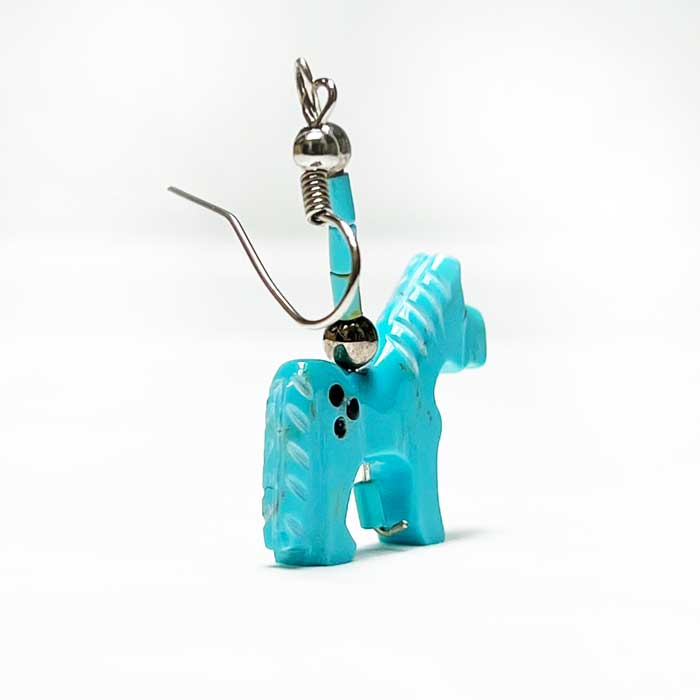 ǥ󥸥奨꡼   ˥ ۡ եƥå ͥå쥹  եå ԥ åINDIAN JEWELRY ZUNI "Todd Etsate" Turquoise Onyx Horse Fetish Necklace & pierce Set