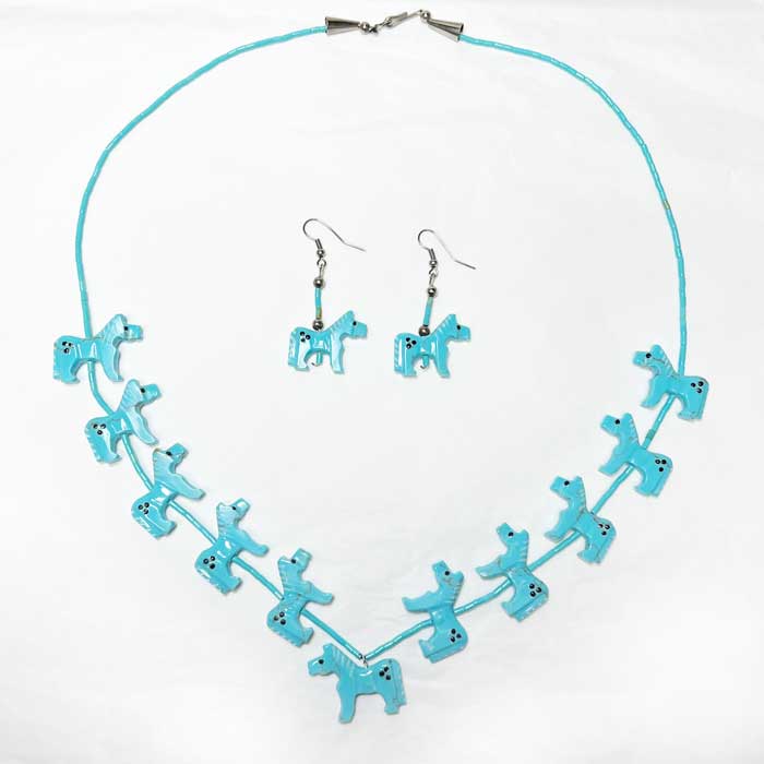 インディアンジュエリー ズニ ターコイズ オニキス ホース