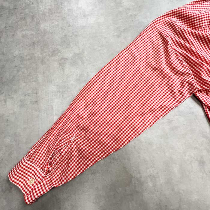 VINTAGE 60'S PILGRIM OPEN COLLAR LONG SLEEVE BOX SHIRTS RED/L