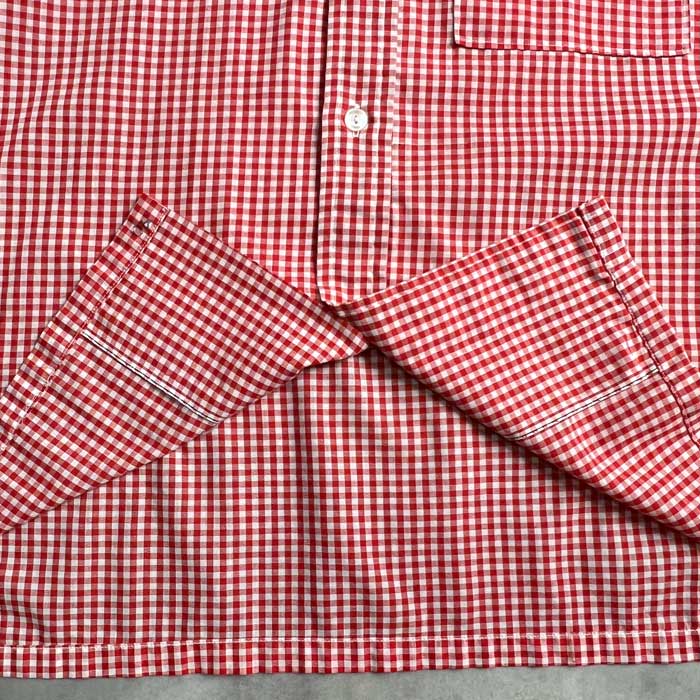 VINTAGE 60'S PILGRIM OPEN COLLAR LONG SLEEVE BOX SHIRTS RED/L