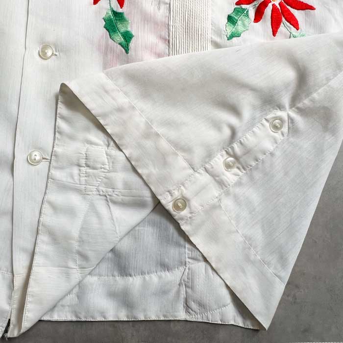 80'S GENUINA YUCATECA FLOWER EMBROIDED SHIRTS WHITE/46 80