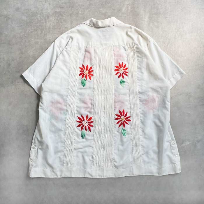 メキシコ製 GUAYABERA YUCATECA 花刺繍 キューバシャツ 白 メキシコ製 キューバシャツ GUAYABERA Autentica - メルカリ