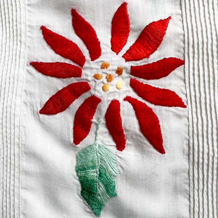 80'S GENUINA YUCATECA FLOWER EMBROIDED SHIRTS WHITE/46 80