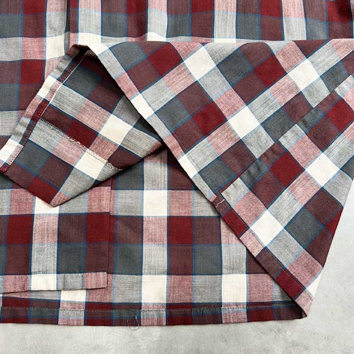 VINTAGE 60'S PENNEYS TOWN CRAFT PENN-PREST OPEN COLLAR CHECK LONG