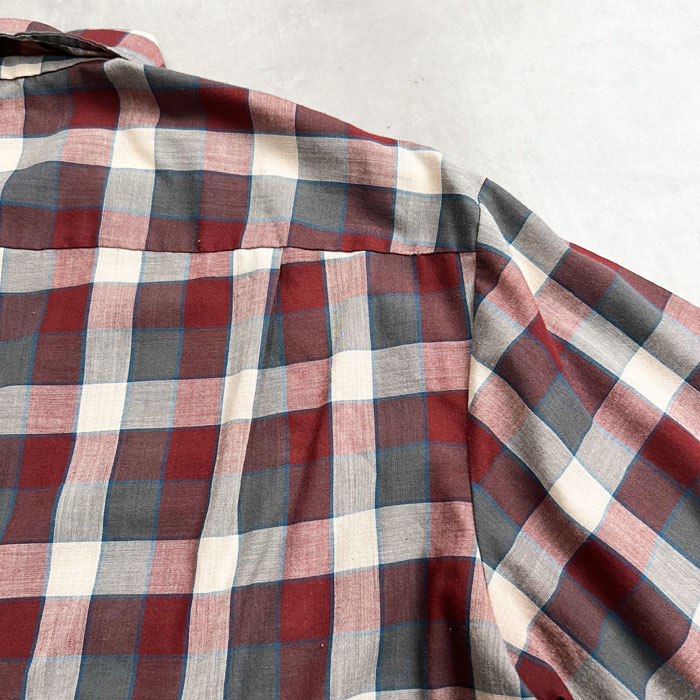 VINTAGE 60'S PENNEYS TOWN CRAFT PENN-PREST OPEN COLLAR CHECK
