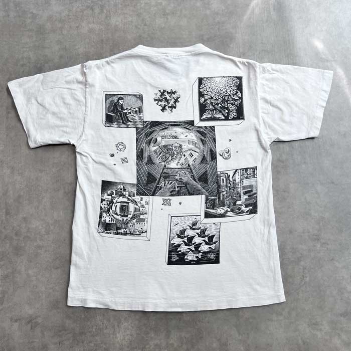 90's M.C. ESCHER MULTI DESIGN T-Shirts Made in USA WHITE/L 90年代