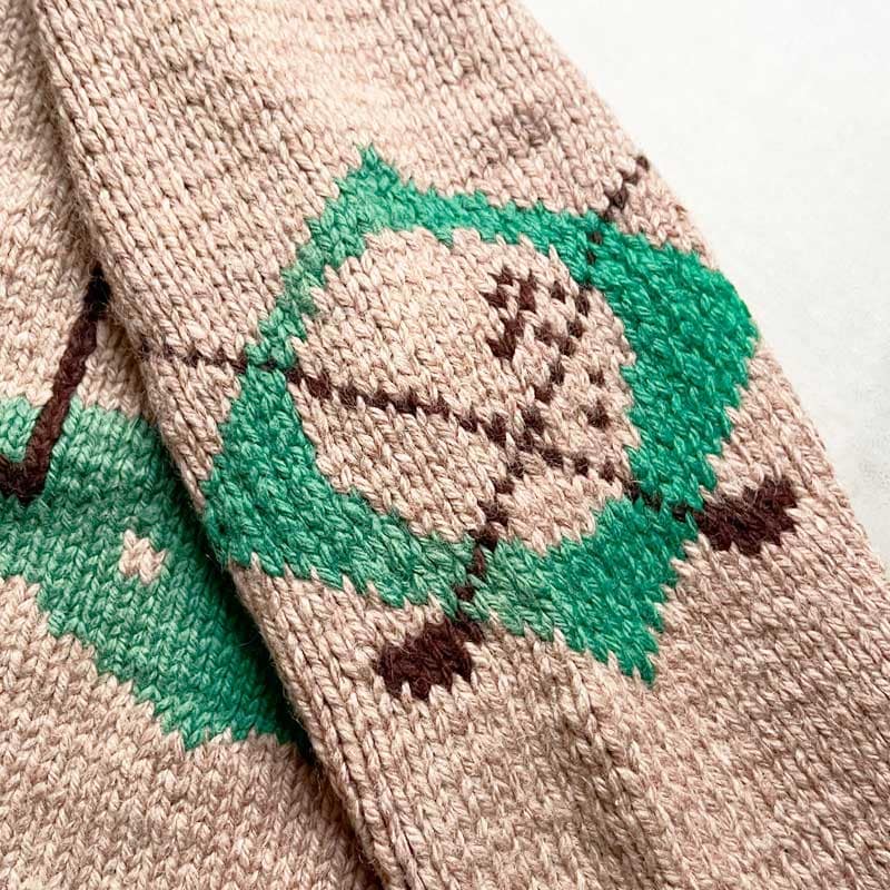 50-60'S Cowichan Golf Pattern Sweater Lightning Zipper 50-60