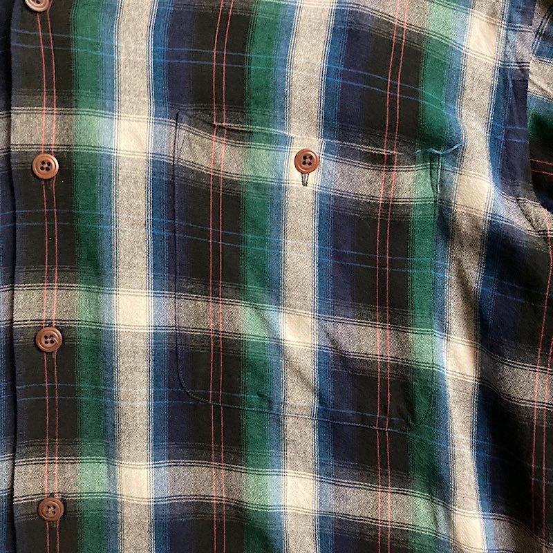 90's Polo Ralph Lauren Rayon Open Collar Ombre Check Shirts L 90