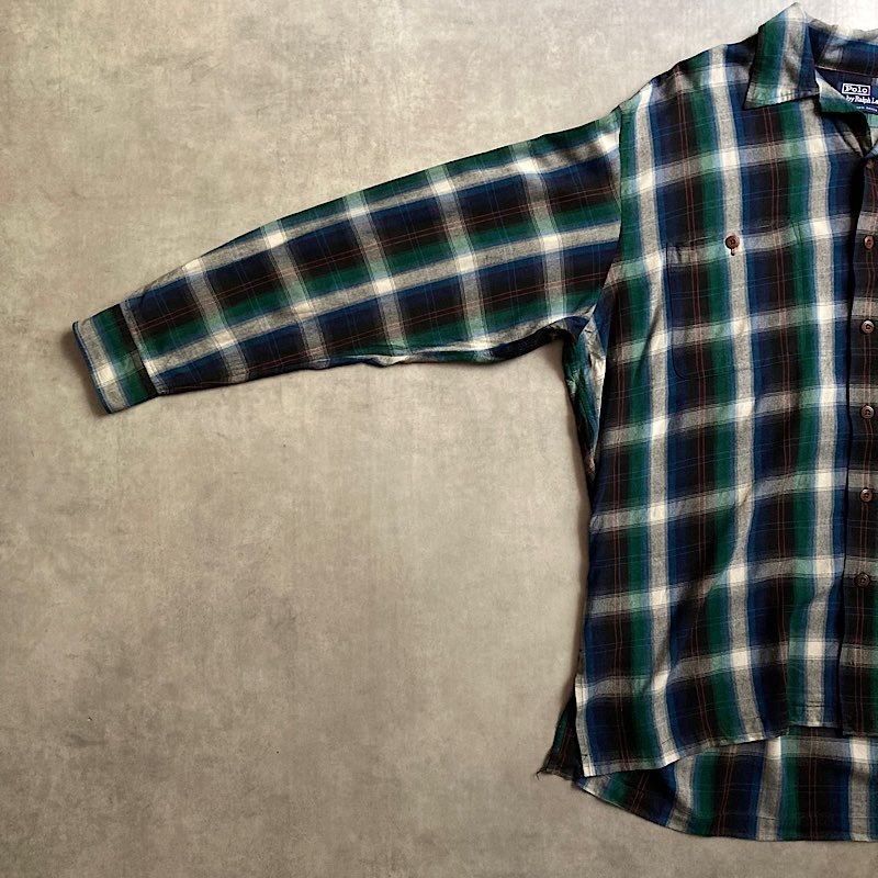 Polo by Ralph Lauren オンブレ オープンカラーシャツ 90s Ralph Lauren オンブレシャツ レーヨンオープンカラー 90's