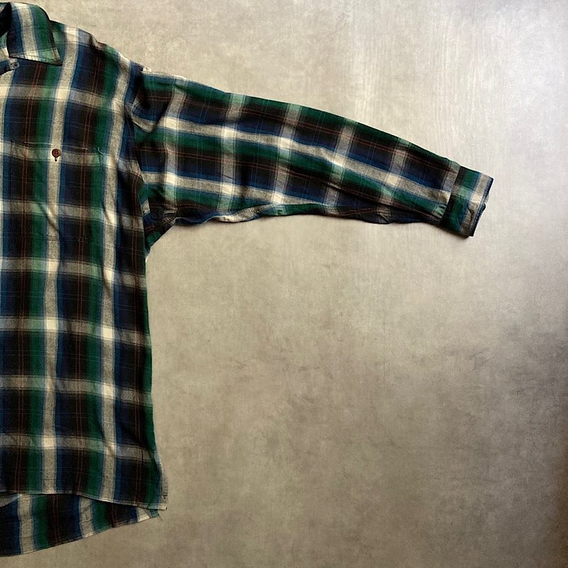 90's Polo Ralph Lauren Rayon Open Collar Ombre Check Shirts L 90