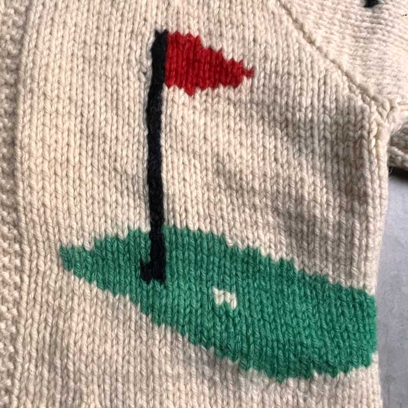 50-60'S Cowichan Golf Pattern Sweater Lightning Zipper 50-60年代