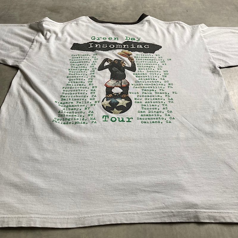90's GREEN DAY INSOMNIAC TOUR Ringer T-shirts WHT/XL Made in USA