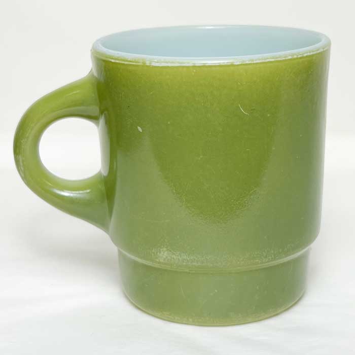 Vintage Anchor Hocking Fire King Stacking Mug GREEN Made in USA