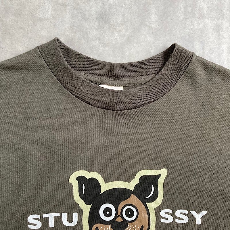 90's STUSSY Dog T-shirts Made in USA OLIVE/L 90年代 ステューシー