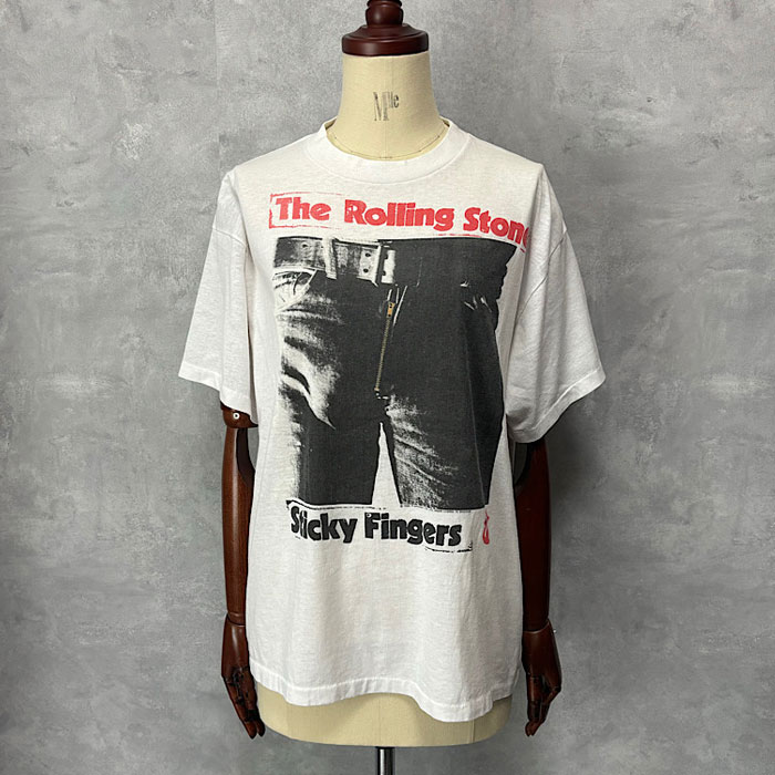 80'S Rolling Stones Stickey Fingers T-Shirt Made in USA XL/WHITE