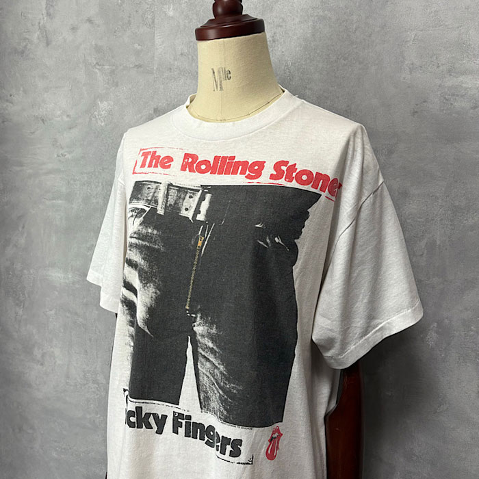 80'S Rolling Stones Stickey Fingers T-Shirt Made in USA XL/WHITE