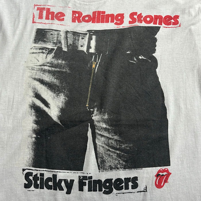 80'S Rolling Stones Stickey Fingers T-Shirt Made in USA XL/WHITE