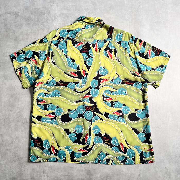 90'S BAYOU WEAR ALLIGATOR PRINT NEW ORLEANS JAZZ FESTIVAL SHORT