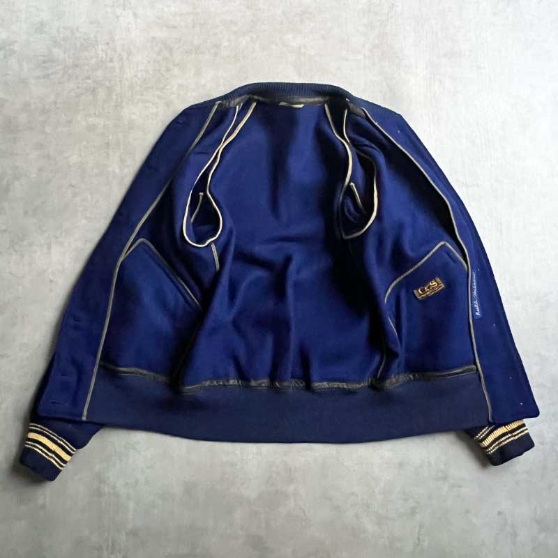 40'S C&S SPORTING GOODS .CO Botton Front Varsity Jacket BLUE