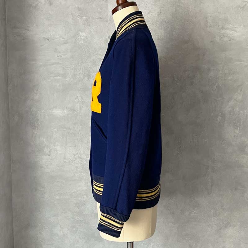 40'S C&S SPORTING GOODS .CO Botton Front Varsity Jacket BLUE