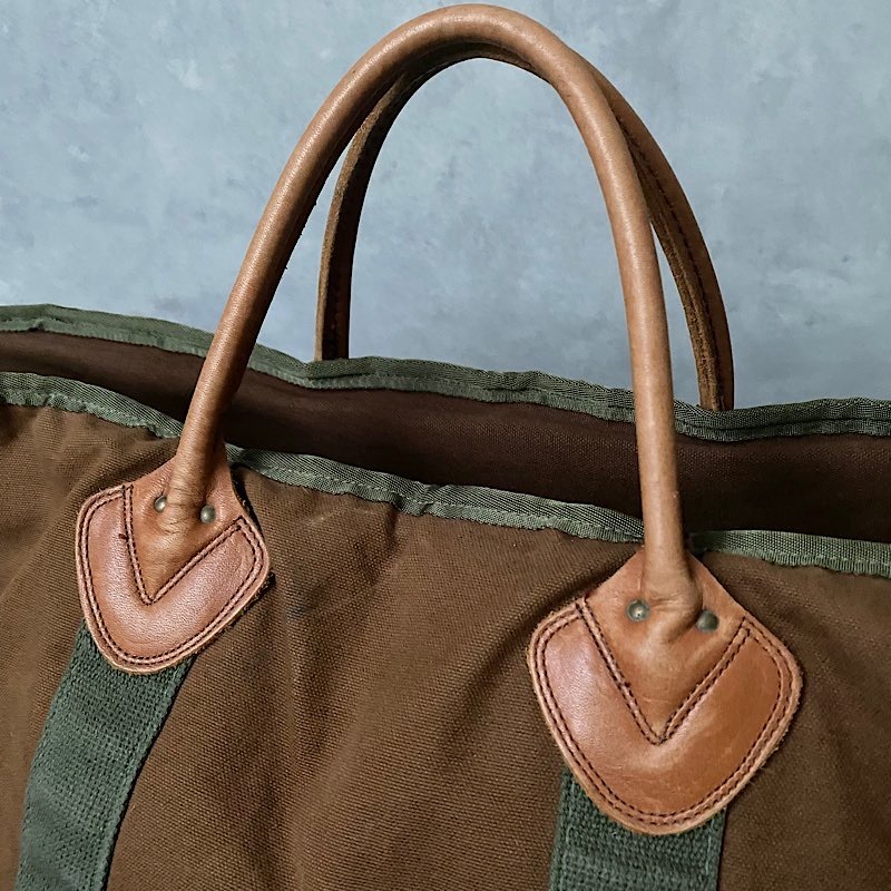 90's L.L BEAN Leather Handle Canvas Tote BAG BROWN/LARGE 90