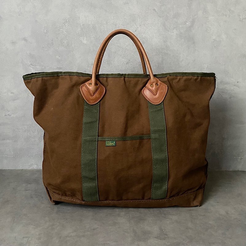90's L.L BEAN Leather Handle Canvas Tote BAG BROWN/LARGE 90年代
