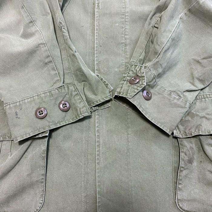 60s US ARMY 3rd Jungle Fatigue Military Jacket Non-Rip Large