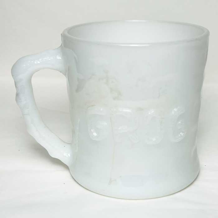 ミルクグラス　　バスケットレア Vintage Anchor Hocking Fire King GROG Milk Glass Mug Cup
