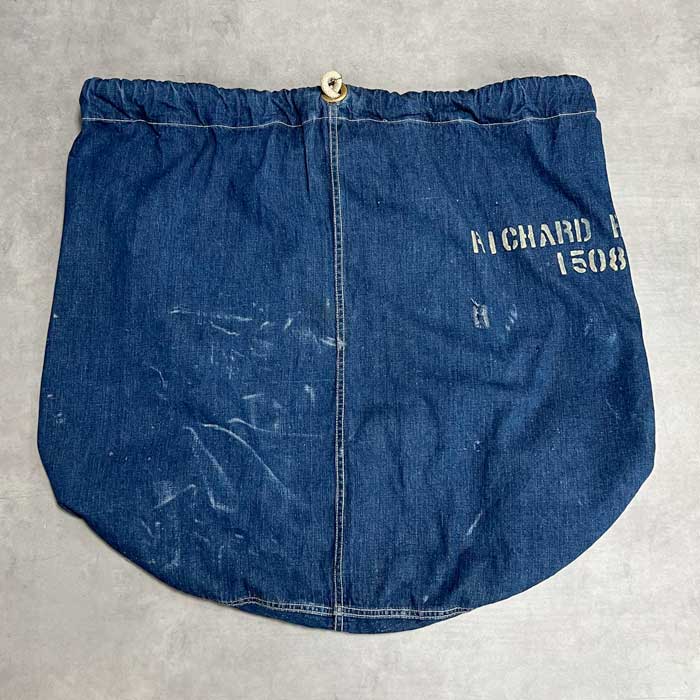 40'S アメリカ軍 US NAVY デニム ランドリーバッグ インディゴ レア 40s 米軍 U.S.NAVY インディゴ デニム バラックバッグ