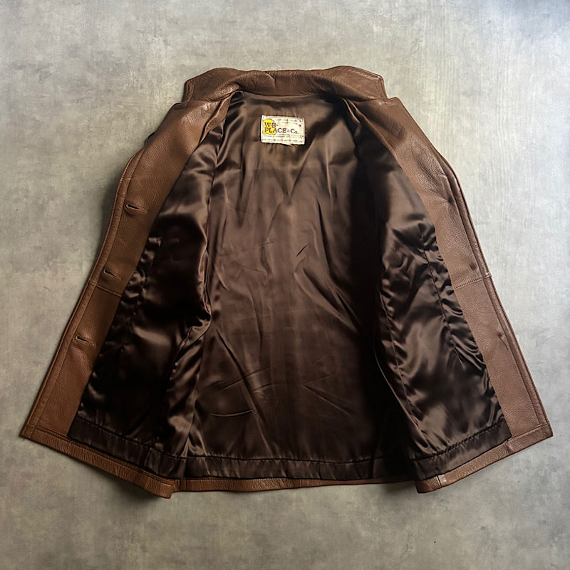 70's W.B.PLACE&Co. Fringe Leather Jacket Made in USA 36/BROWN 70