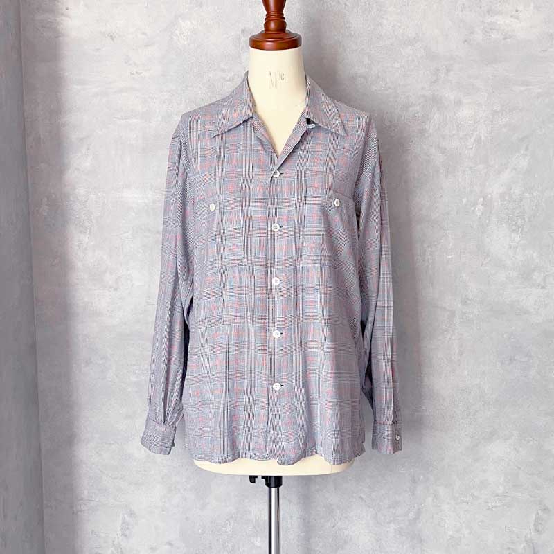 50'S MANHATTAN University Flannel Open Collar Long Sleeve Shirts