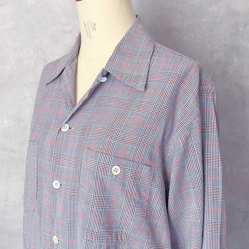 50'S MANHATTAN University Flannel Open Collar Long Sleeve Shirts