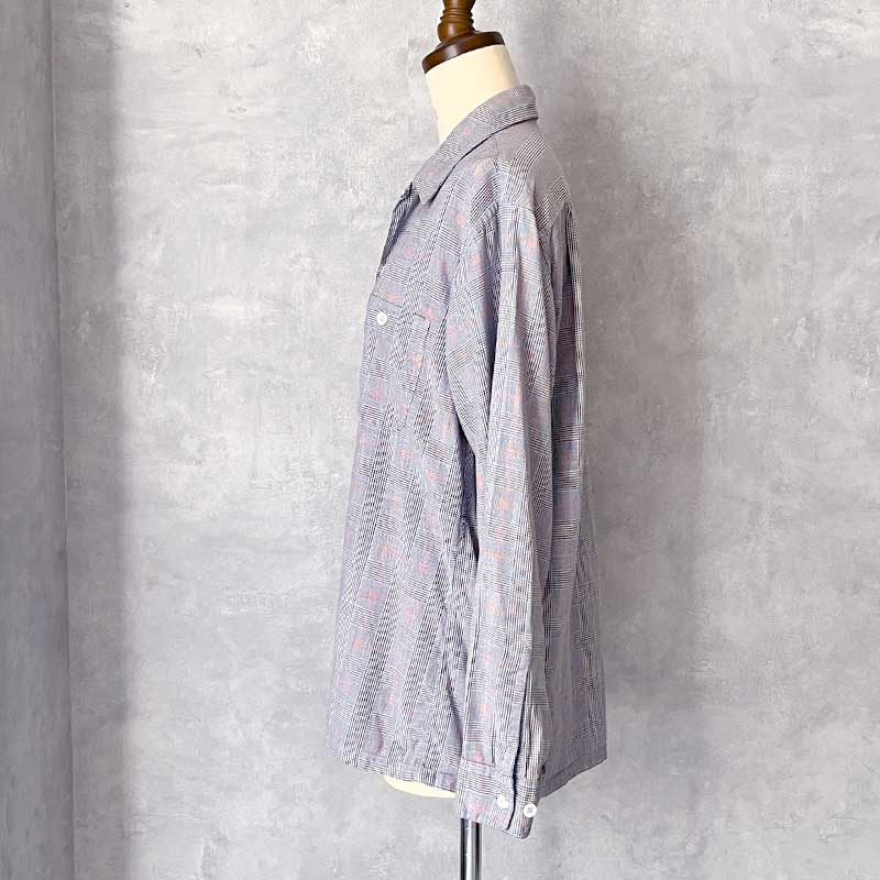 50'S MANHATTAN University Flannel Open Collar Long Sleeve Shirts