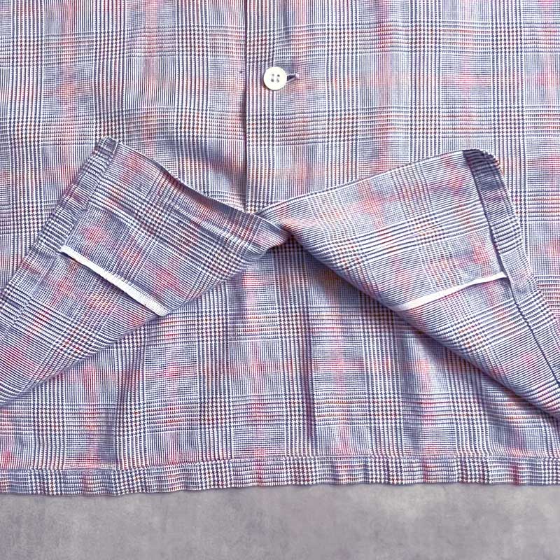 50'S MANHATTAN University Flannel Open Collar Long Sleeve Shirts