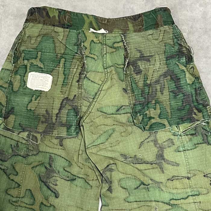 米軍実物 60's ERDL ノンリップ ファティーグパンツ M-R 60's U.S.ARMY ERDL Rip-Stop Leaf Camo Jungle Fatigue Pants