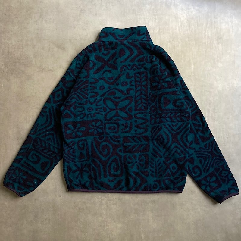 90's PATAGONIA Synchilla Snap-T Island Block Made in USA BLUE/L 90