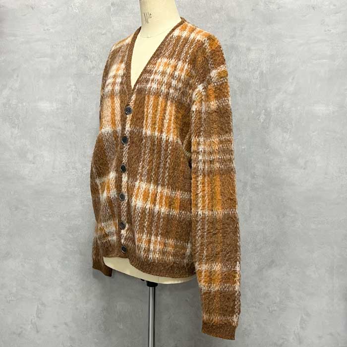 60'S ARENA Check Mohair Cardigan BROWN/L 60年代 チェック柄 モヘア