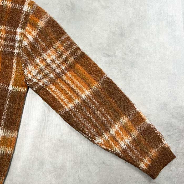 60'S ARENA Check Mohair Cardigan BROWN/L 60年代 チェック柄 モヘア