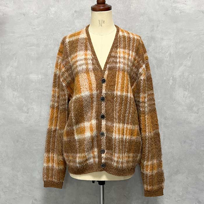 60'S ARENA Check Mohair Cardigan BROWN/L 60年代 チェック柄 モヘア