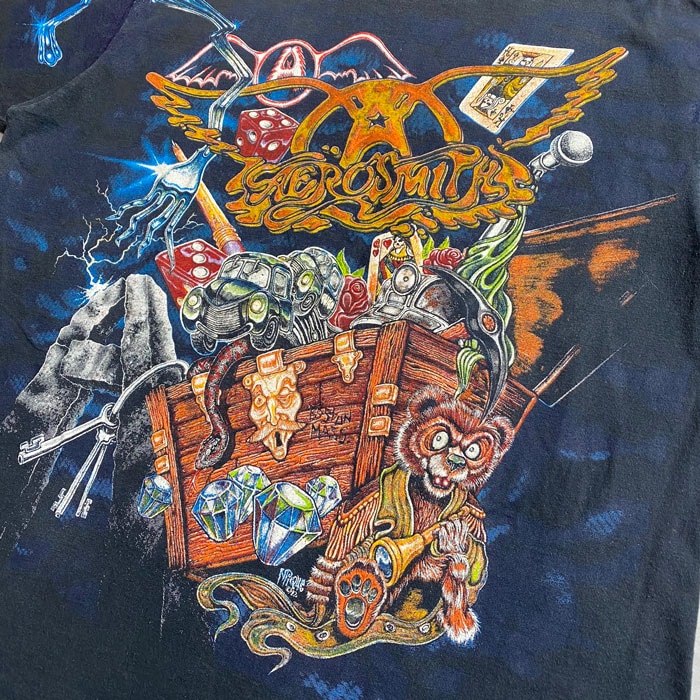 90's GIANT AEROSMITH T-Shirts Made In USA BLACK/XL 90ǯ ߥ ơ Х Tġ