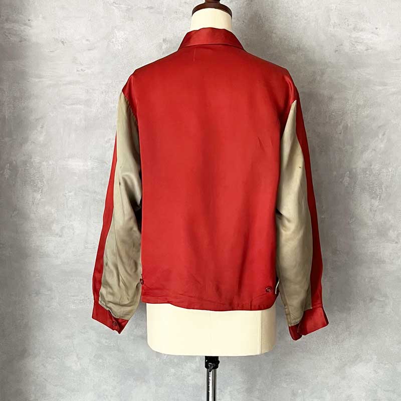 40'S CAMPUS SATIN LOBO Jacket RED 40年代 ヴィンテージ キャンパス