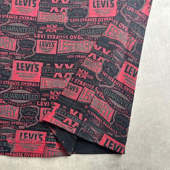 80'S Levi's Legendary ALL OVER PRINT T-Shirt Made in USA M/BLACK