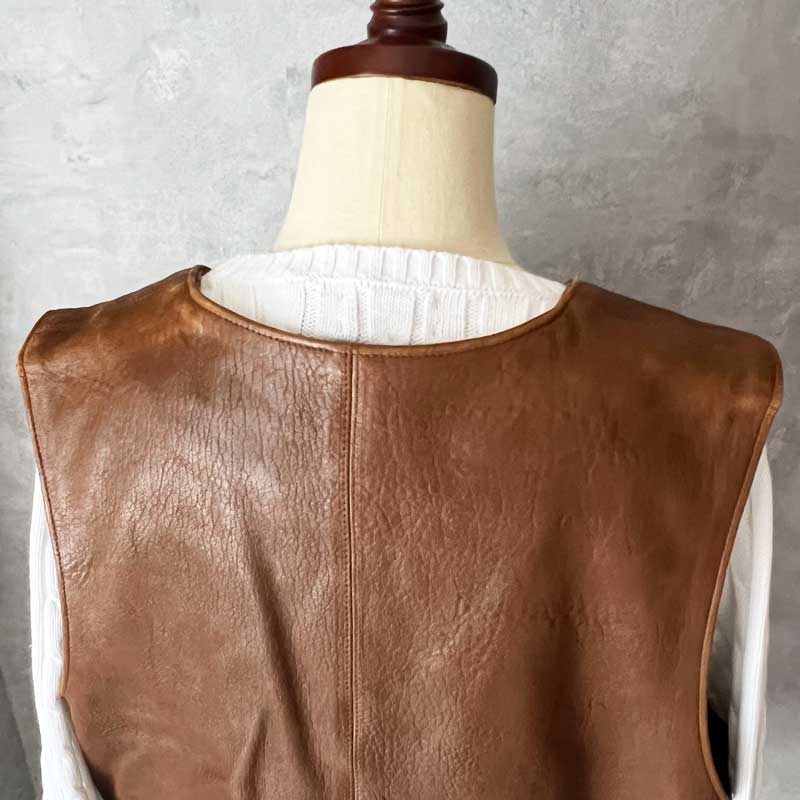 90'S WILLIS & GEIGER Leather Vest Made in USA BROWN/L 90年代